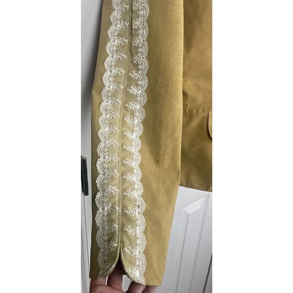 Cervelle Beige Leather With White Lace Trim Jacket Women’s Size Large - Picture 5 of 16